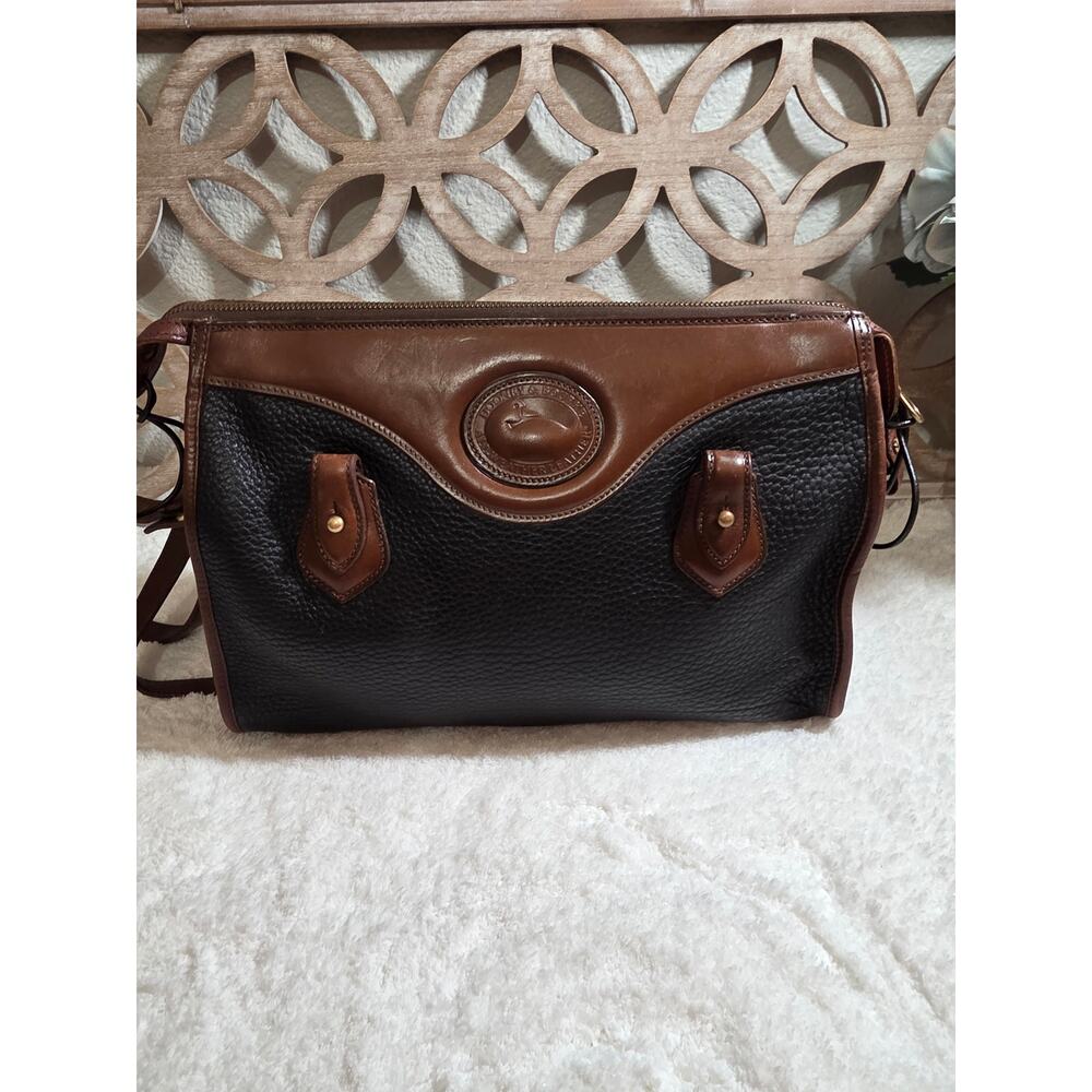 Dooney & Bourke Vintage Black & Tan All Weather Leather Crossbody Bag